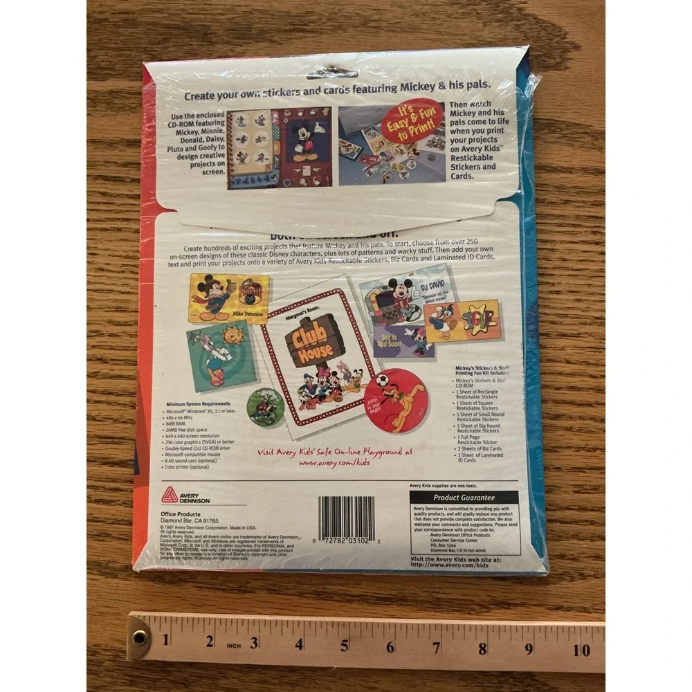 Vintage 1997 Avery Kids Mickey's Stickers & Stuff Printing Fun Kit 3102